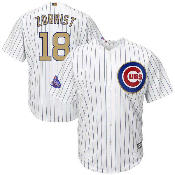 Chicago Cubs #18 Ben Zobrist White World Series Champions Gold Program New Cool Base Stitched Jersey JiaSu,We sell and wholesale Chicago Cubs #18 Ben Zobrist White World Series Champions Gold Program New Cool Base Stitched Jersey JiaSu on line form chian!